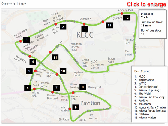 Map Green Line Free GOKL Bus