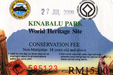 Kinabalu National Park entrance ticket
