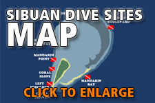 Map dive spots Sibuan - Click to enlarge Map dive spots Sibuan