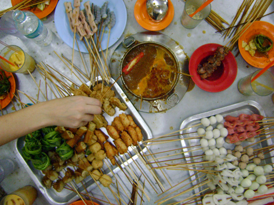 malacca things to eat sate celup