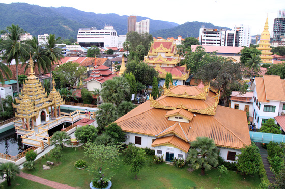 Dhammikarama burmese temple rooftop view 2