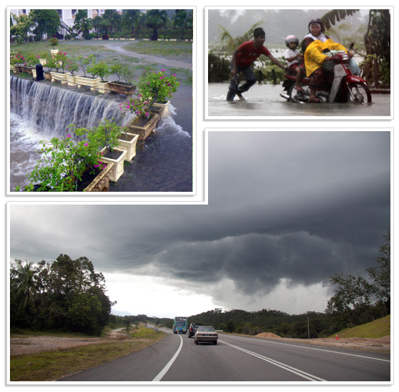 Bad weather during monsoon season in Malaysia (Top pictures from Langkawi, lower picture near Lake Kenyir)