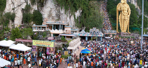 Huge crowds gather at the Batu Caves Huge crowds gather at the Batu Caves