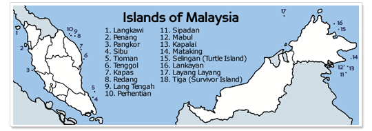 Map islands of Malaysia