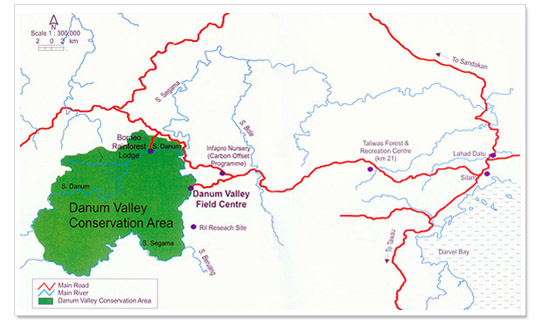 Map Danum Valley Wildlife Park