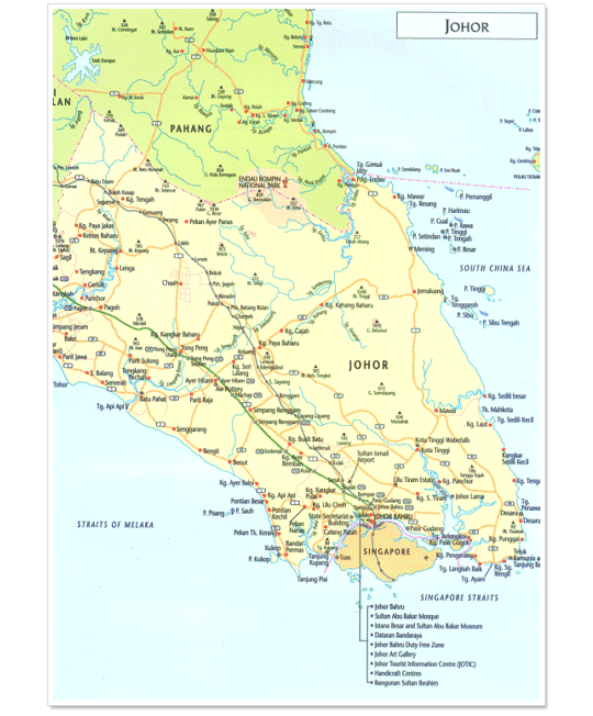 Map State of Johor in Malaysia