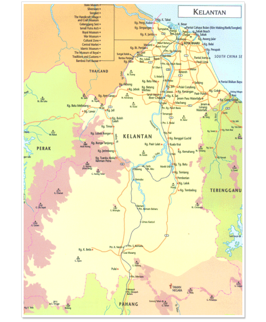 Map State of Kelantan in Malaysia