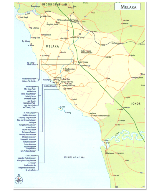 Map State of Malacca in Malaysia