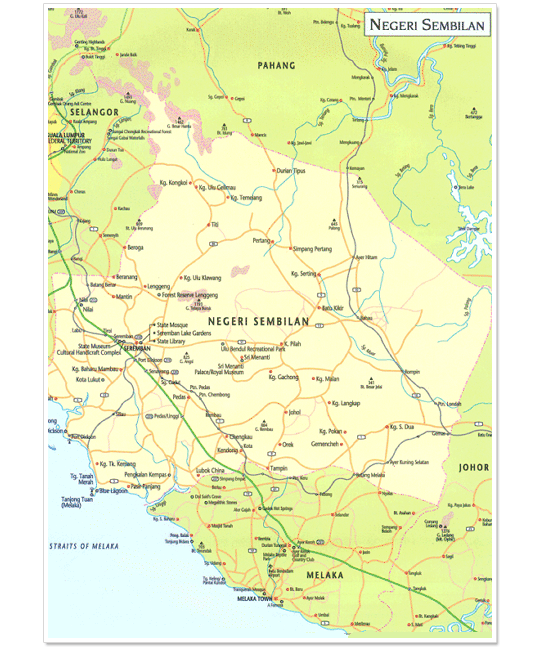 Map State of Negeri Sembilan in Malaysia