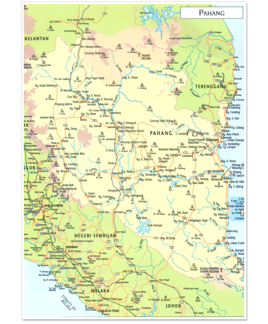 Map State of Pahang in Malaysia