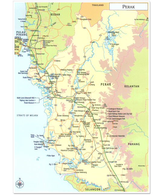 Map State of Perak in Malaysia