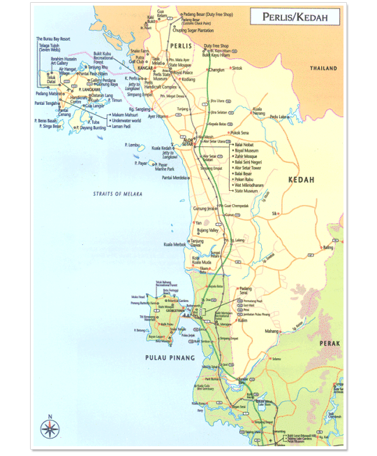 Map State of Perlis and Kedah in Malaysia