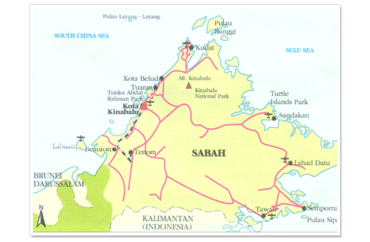 Map State of Sabah in Malaysia