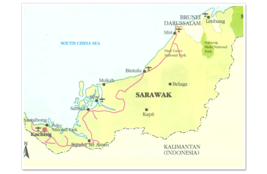 Map State of Sarawak in Malaysia