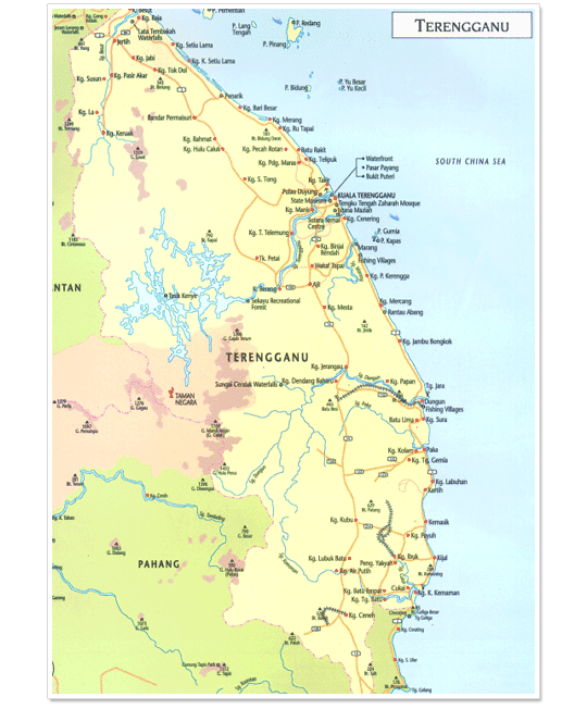 Map State of Terengganu in Malaysia