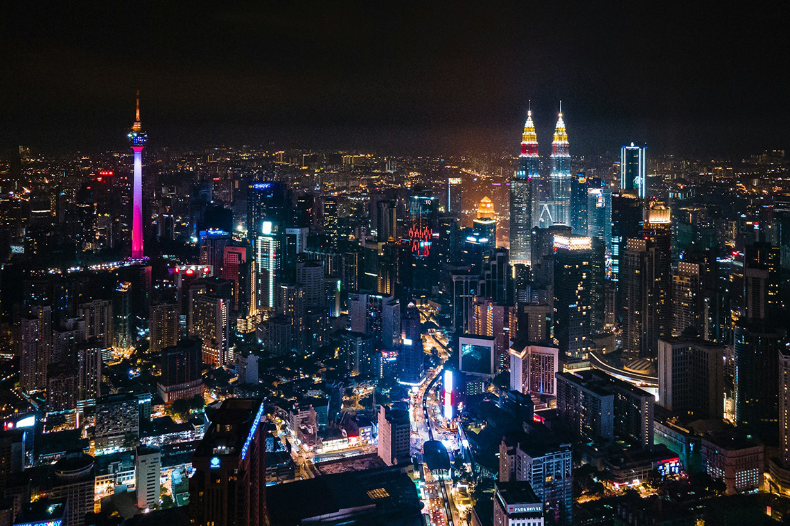 kuala lumpur skyline by night